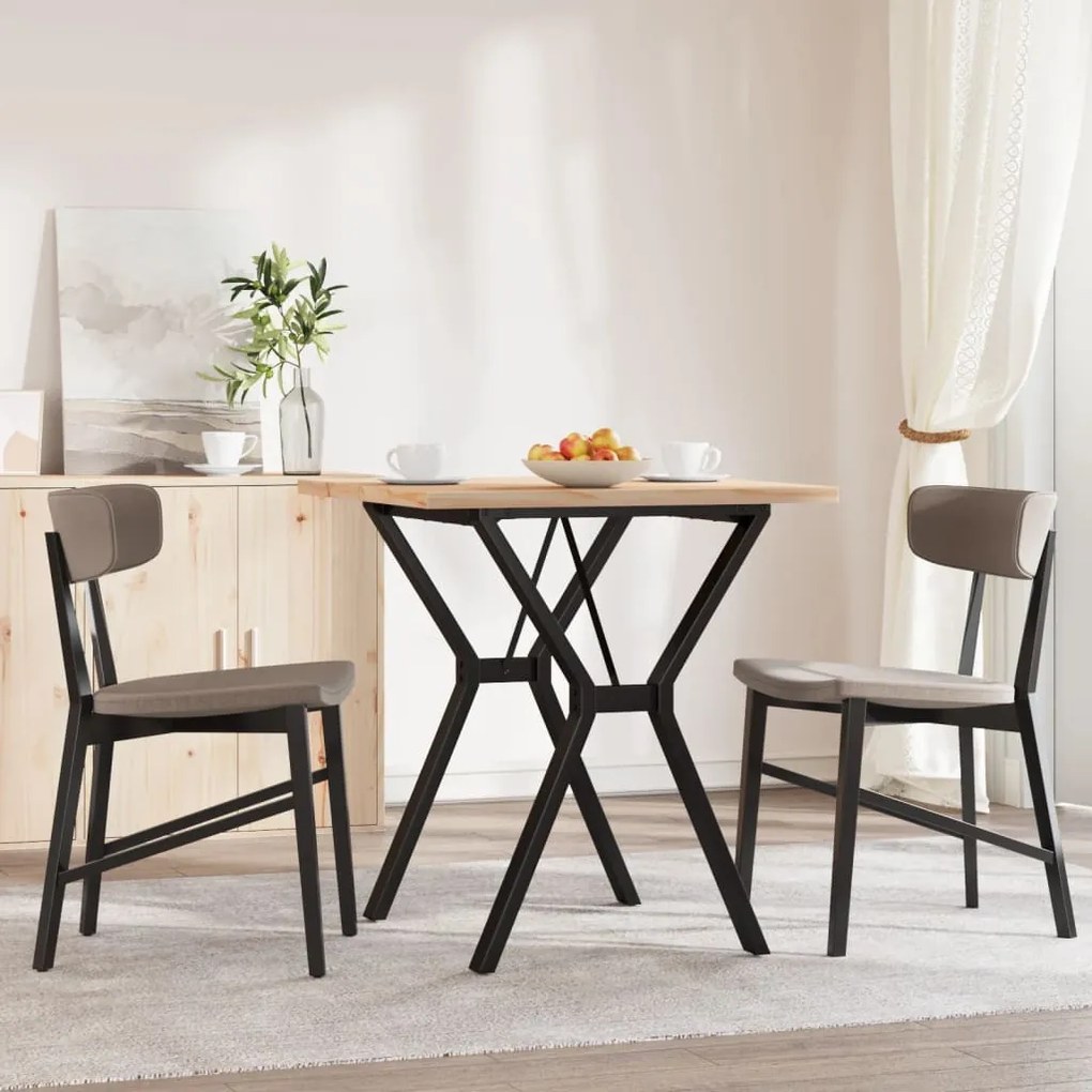 tömör fenyőfa és öntöttvas étkezőasztal Y-vázzal 70x70x75,5 cm