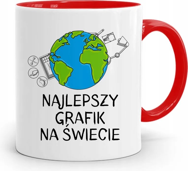 Piros Bögre A Világ Legjobb Grafikusának, fényképes nyomattal