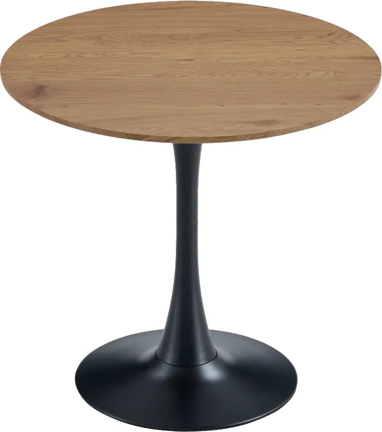 Étkezőasztal, tölgy/fekete, átmérő 80 cm, REVENTON NEW