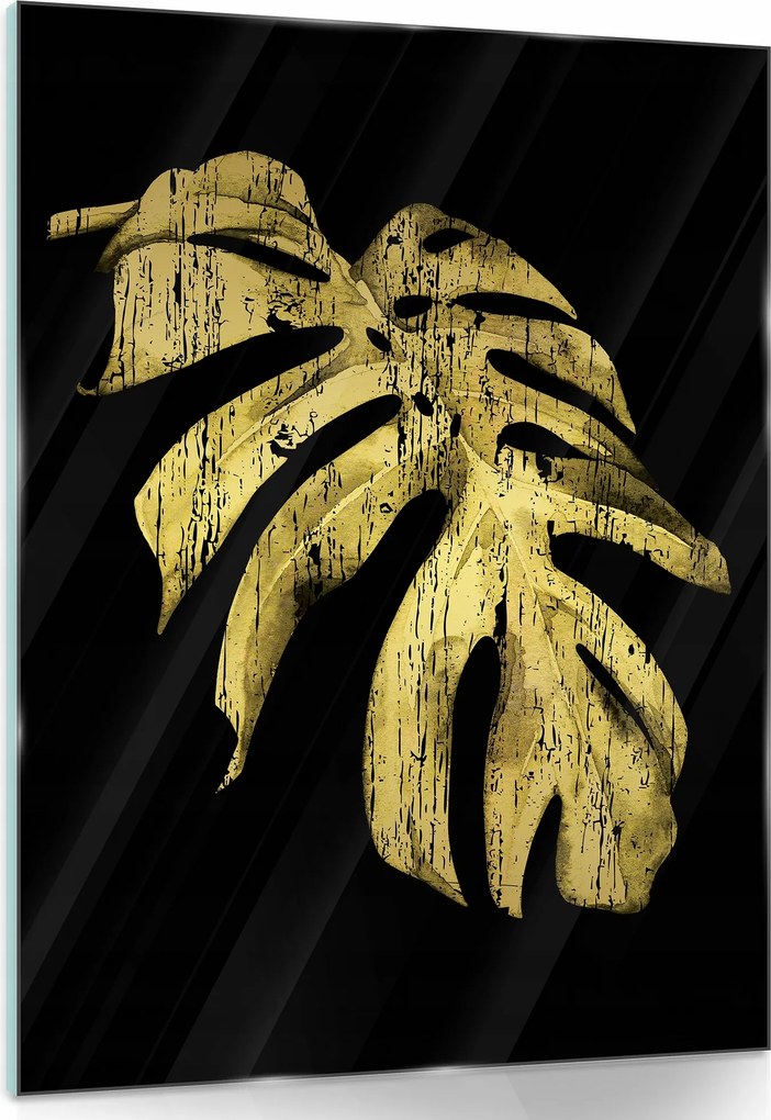 Üvegfestmény arany monster levél 80x60