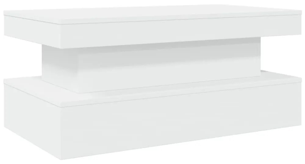 fehér dohányzóasztal LED-lámpákkal 90x50x40 cm