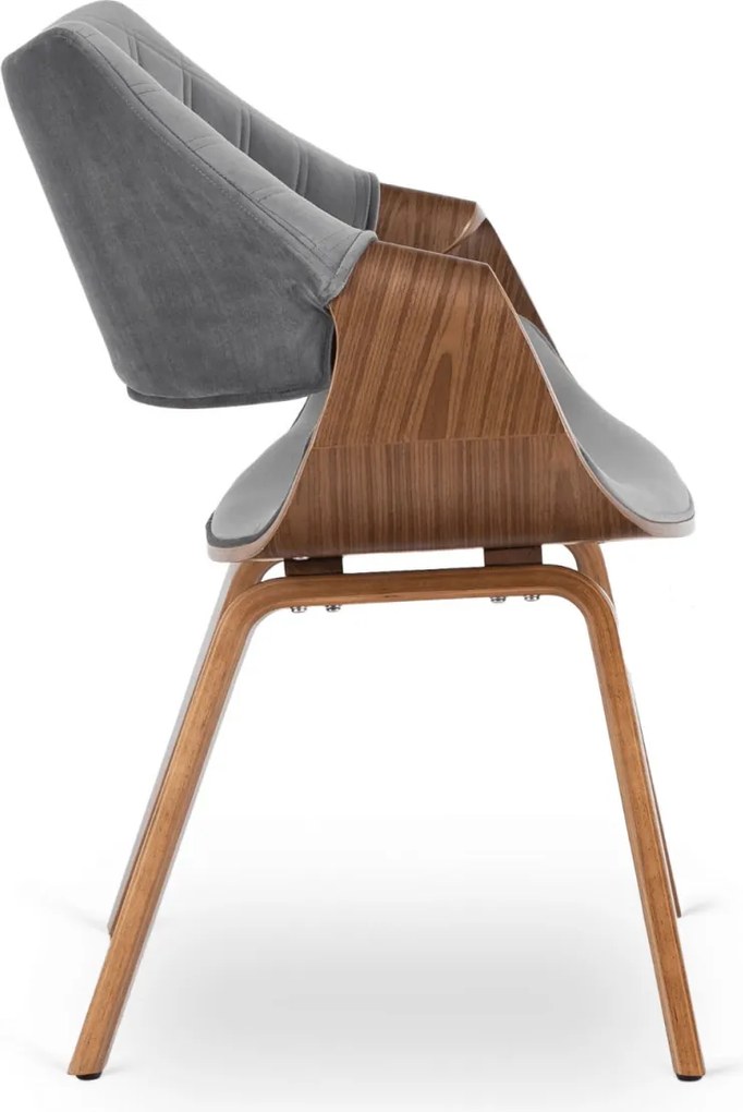LUISE bársony szék szürke / dió színben