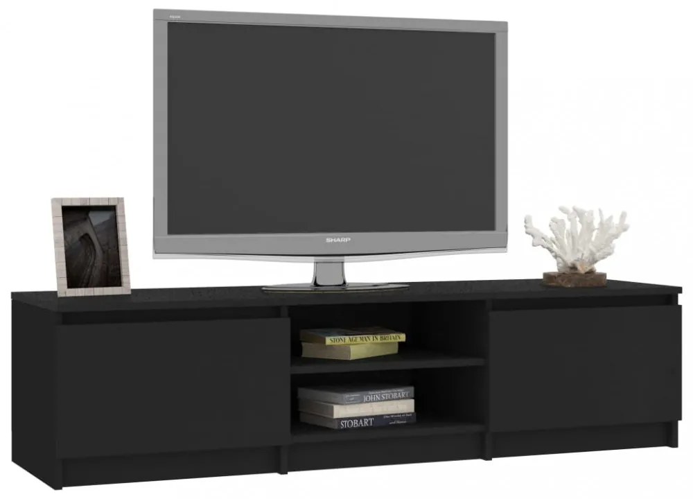 fekete szerelt fa TV-szekrény 140 x 40 x 35,5 cm
