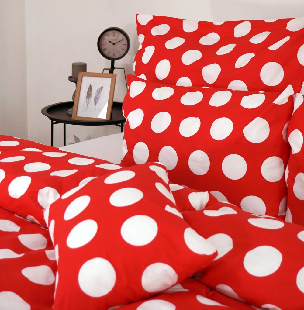 EMI Dots piros ágyneműhuzat: Standard egyszemélyes szett 1x (200x140) + 1x (90x70) cm