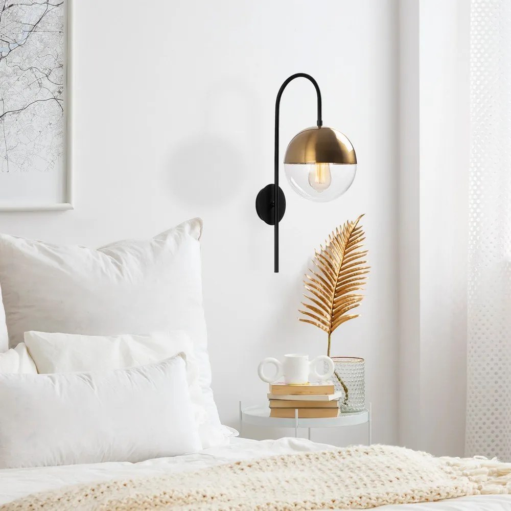 Fekete-aranyszínű fali lámpa ø 20 cm Bastos – Opviq lights