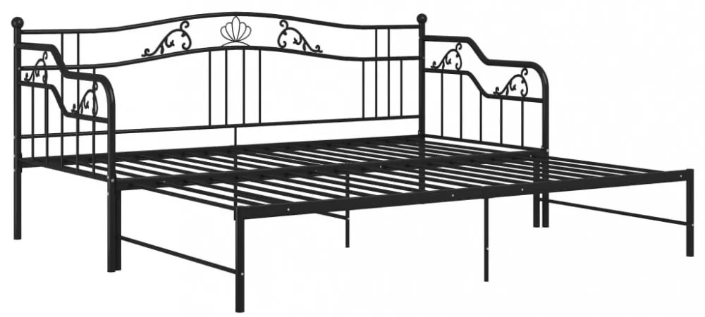 fekete fém kihúzható kanapéágykeret 90 x 200 cm