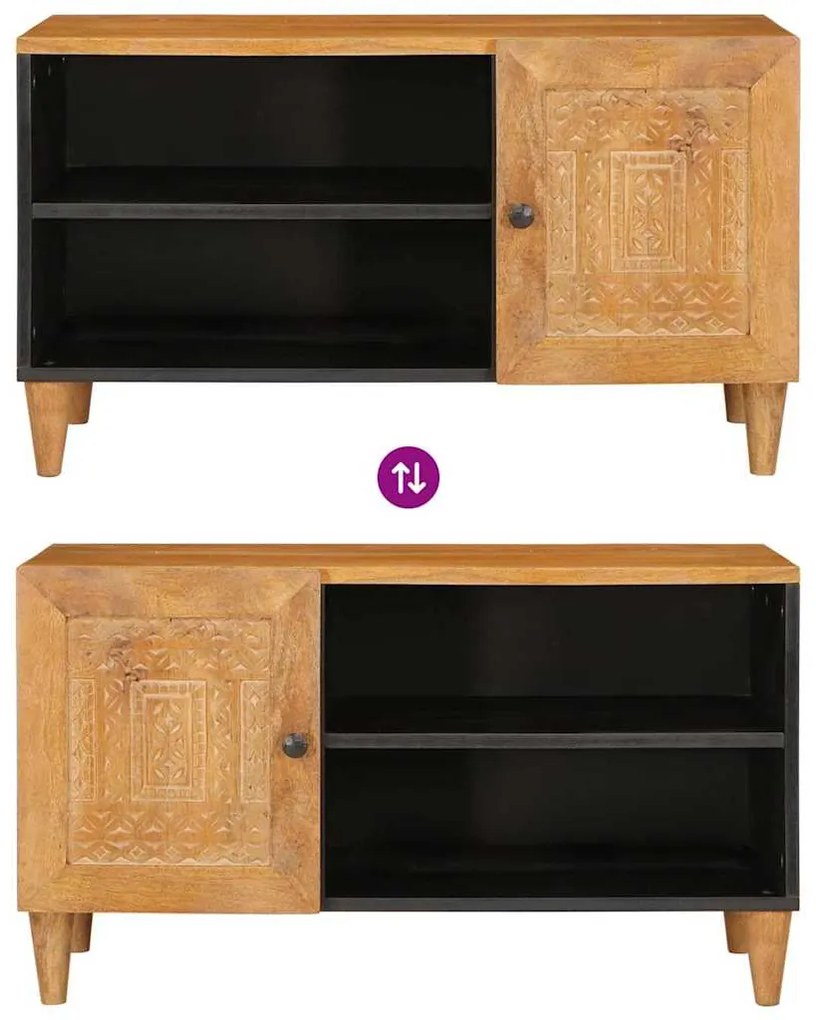 TV szekrény ajtóval Világosbarna 80 x 33 x 46 cm tömör mangófa