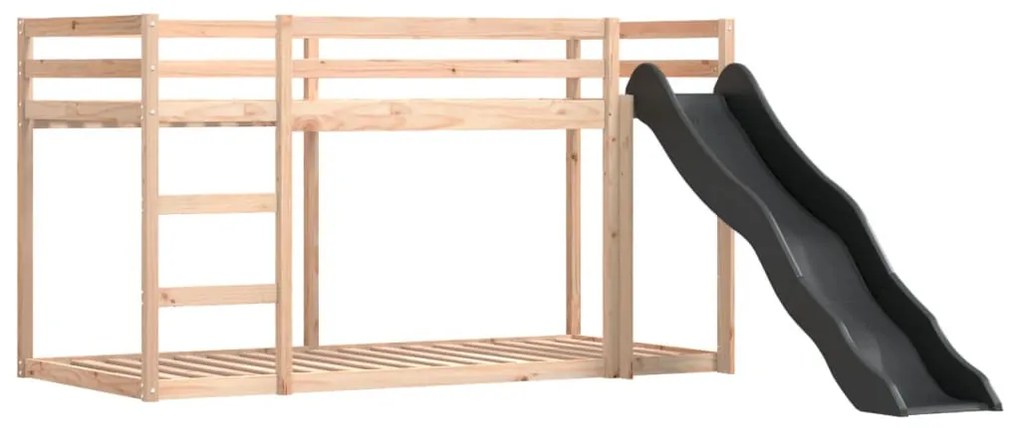 fehér-fekete emeletes ágy csúszdával és függönnyel 90 x 190 cm