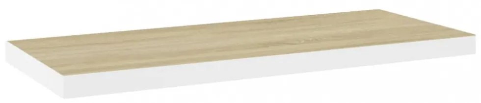 2 db tölgyszínű és fehér MDF lebegő fali polc 80x23,5x3,8 cm