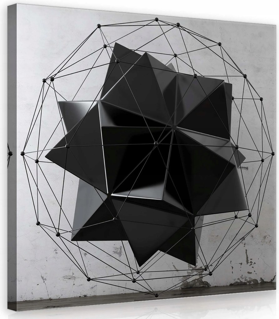 Vászonkép 40x40 Absztrakt geometria fekete fehér metál minimalizmus művészet