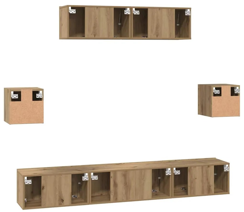 TV szekrény garnitúra 7 pcs kézműves tölgy 80 x 30 x 30 cm