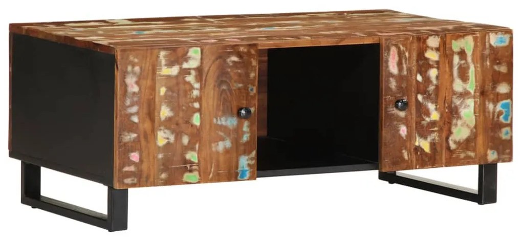 Tömör újrahasznosított és szerelt fa dohányzóasztal 100x54x40cm