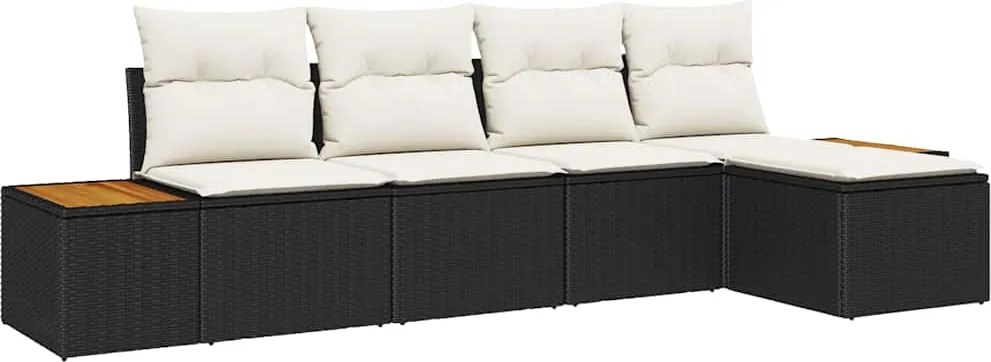 vidaXL Kerti Kanapé Szett párnával 6 pcs Fekete és Krém Polyrattan