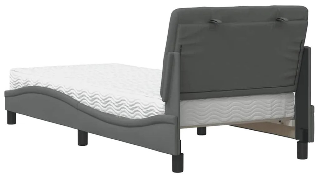 sötétszürke szövet ágy matraccal 90x190 cm