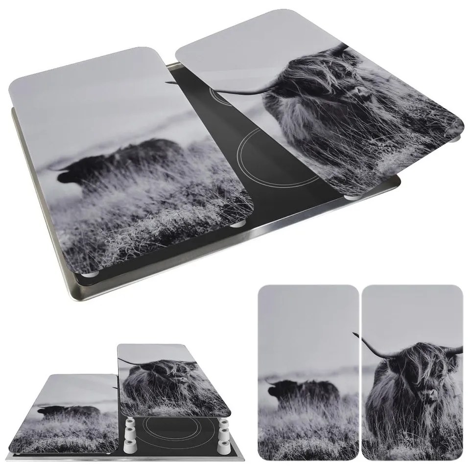 Edzett üveg tűzhely fedőlap szett 2 db-os 30x52 cm Universal Highland Cattle – Wenko