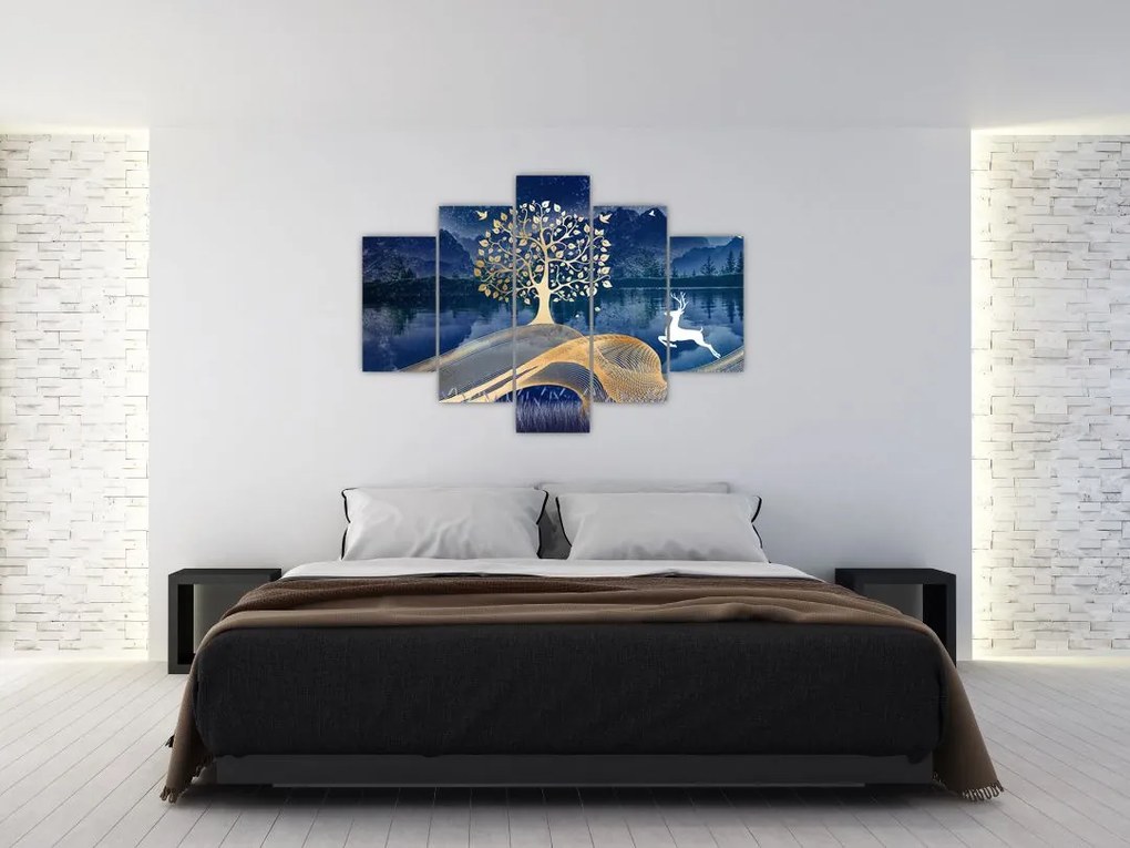 Szarvas képe teliholdkor (150x105 cm)