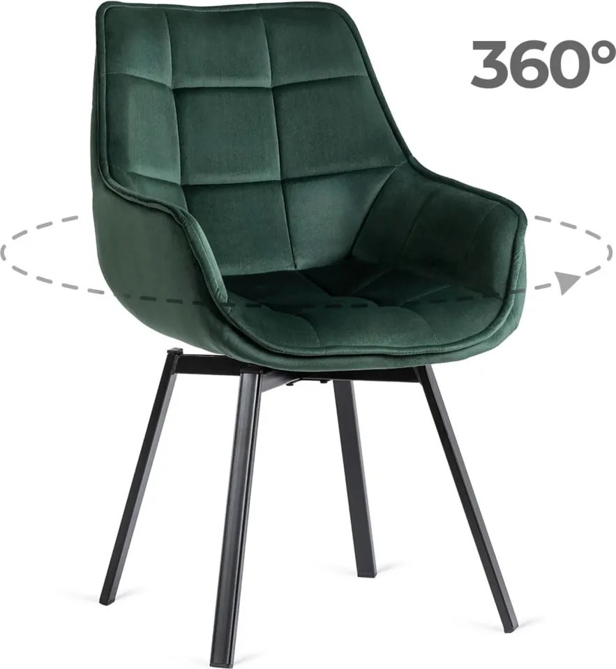 Forgószék zöld bársony kárpittal – LUNA