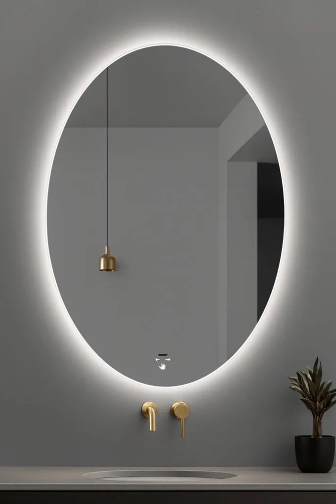 Viva AURA PINO 60 fürdőszoba tükör - érintőkapcsolóval - AMBIENT LED - ELIPSZIS -ÁLLÓ - 60x80 cm
