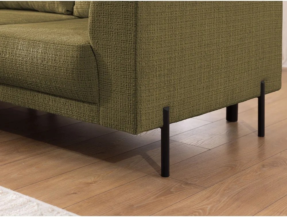 Zöld zsenília sarokkanapé (bal oldali-L alakú) Mauris – Ropez