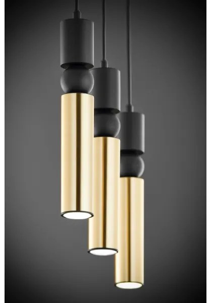 Jupiter 2007 - Csillár zsinóron ALAS 3xGU10/10W/230V arany/fekete