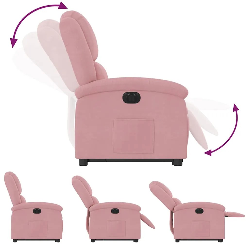 rózsaszín bársony felállást segítő bársony fotel