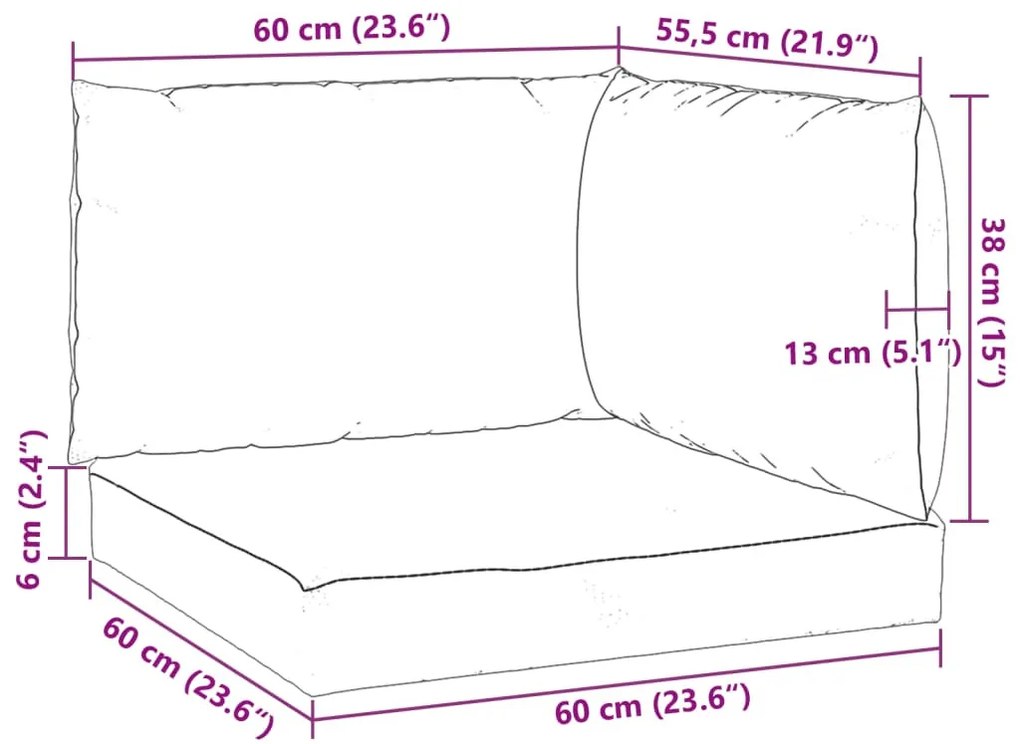 3 db tópszínű szövet raklapkanapé-párna