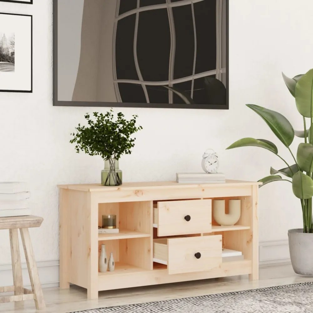 tömör fenyőfa TV-szekrény 103 x 36,5 x 52 cm