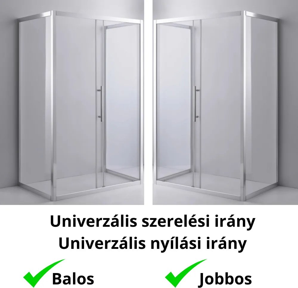 Stuxi Nizza 120x70 falsíkra szerelhető 3 oldalú tolóajtós zuhanykabin 6 mm vízlepergető biztonsági üveggel, króm elemekkel, 200 cm magas
