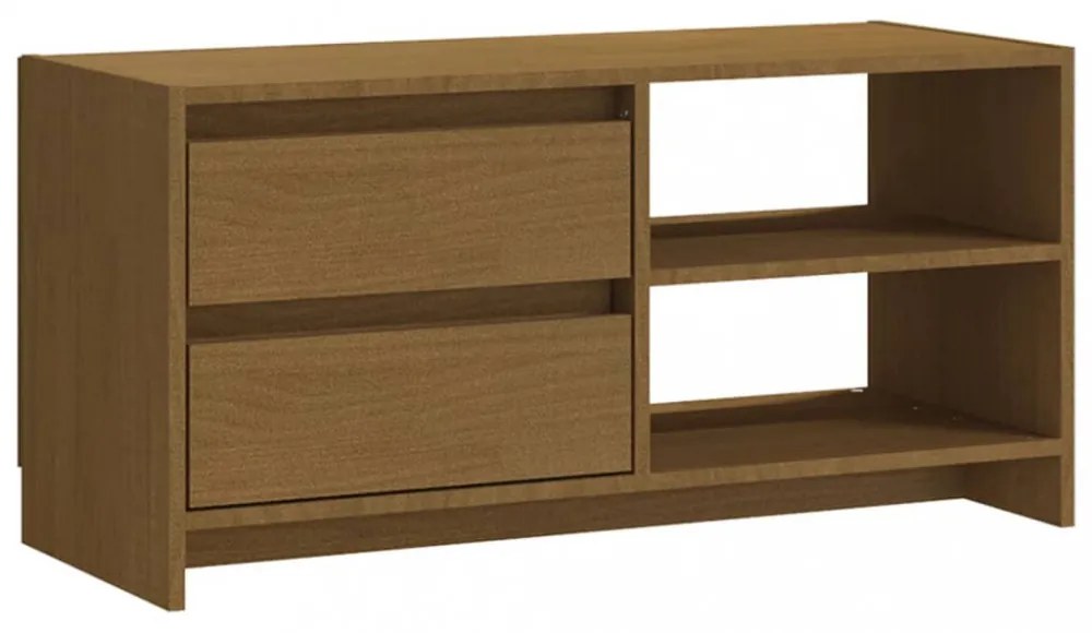 mézbarna tömör fenyőfa TV-szekrény 80 x 31 x 39 cm