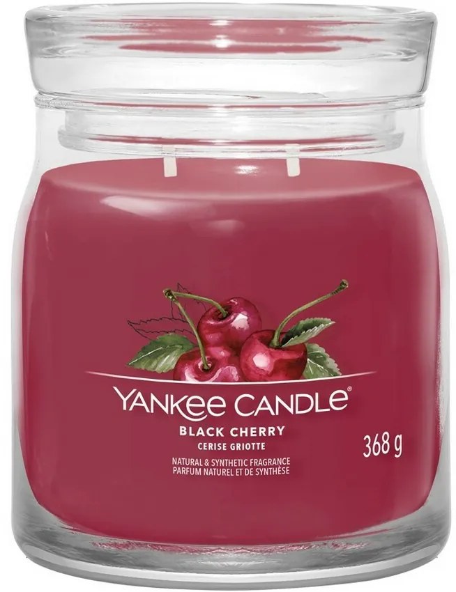 Yankee Candle Signature Black Cherry illatos gyertya közepes üvegben, 368 g, M