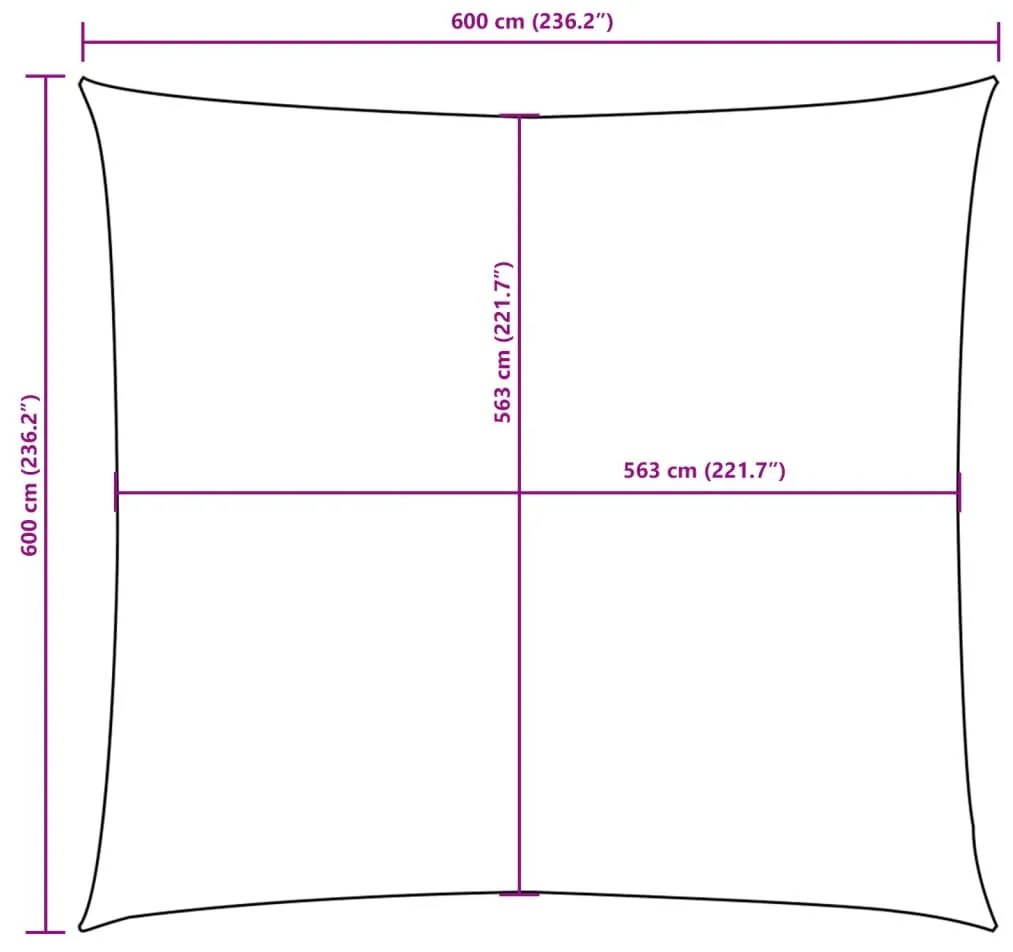 piros négyzet alakú oxford-szövet napvitorla 6 x 6 m