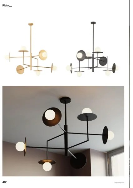 Redo 01-2753 - Rúdos csillár PLATO 8xG9/10W/230V fekete