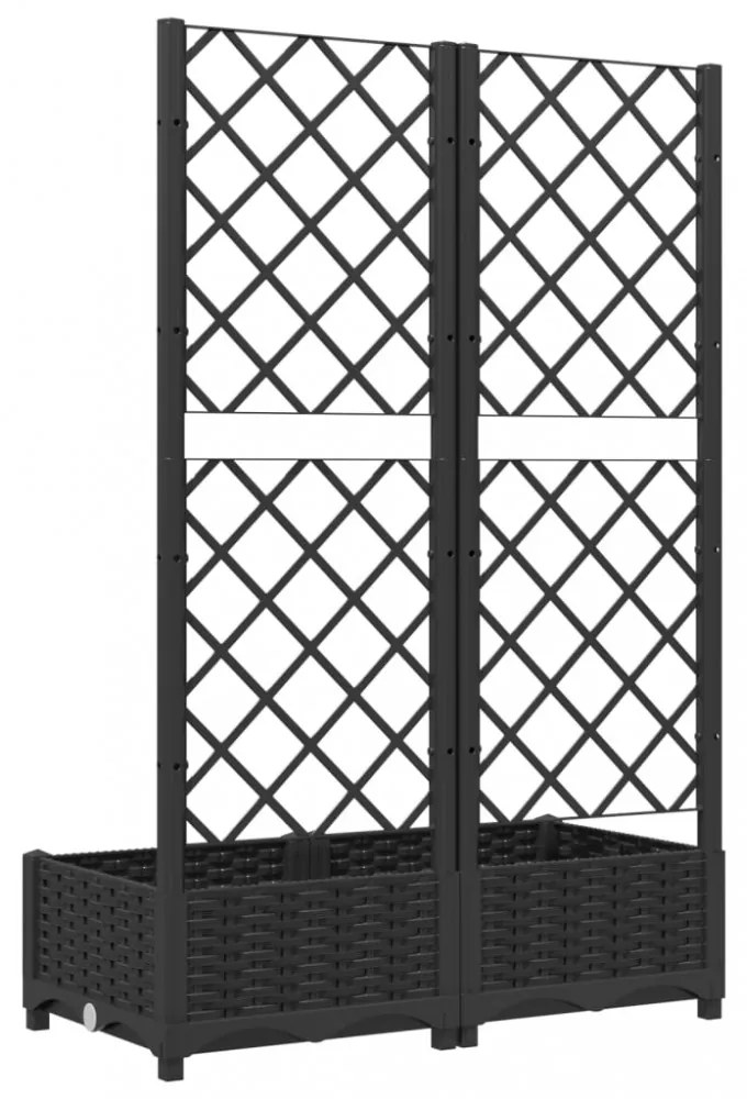 fekete kerti virágláda ráccsal 80x40x121,5 cm PP