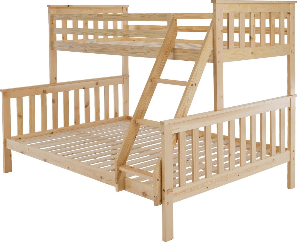 Kinyitható emeleteságy, természetes tűnyalábos fenyő, LUINI