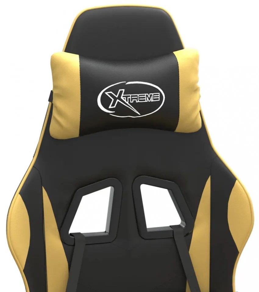 vidaXL fekete és aranyszínű műbőr forgó játékszék