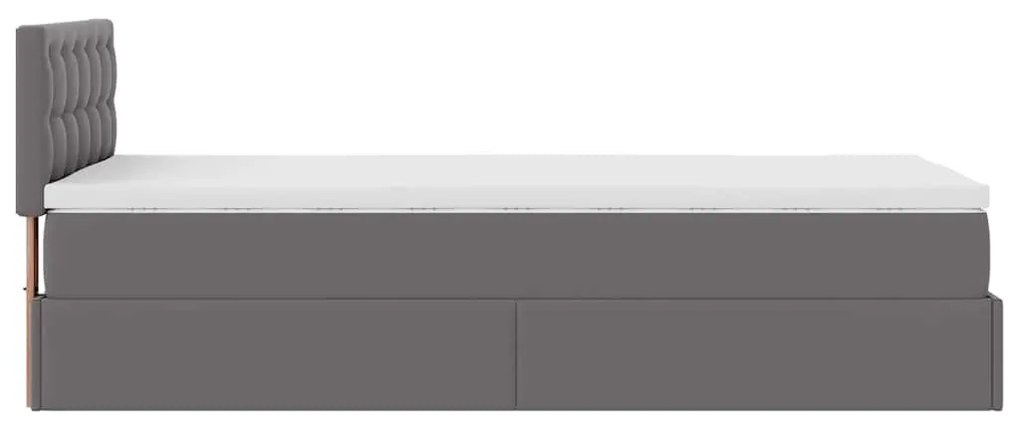 szürke műbőr ottomán ágy matraccal 90x200cm