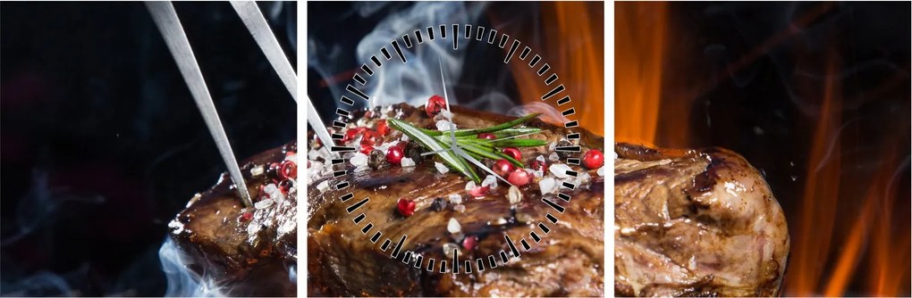 Egy sült steak képe (órával) (90x30 cm)