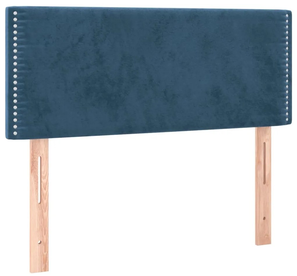 sötétkék bársony rugós ágy matraccal 90x190 cm