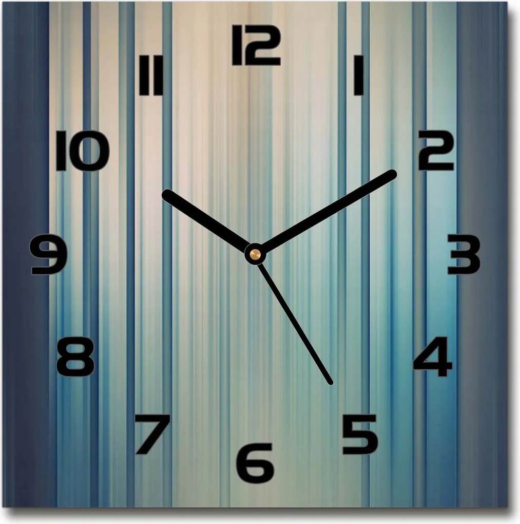 Üveg falióra Kék csíkos 30x30 cm