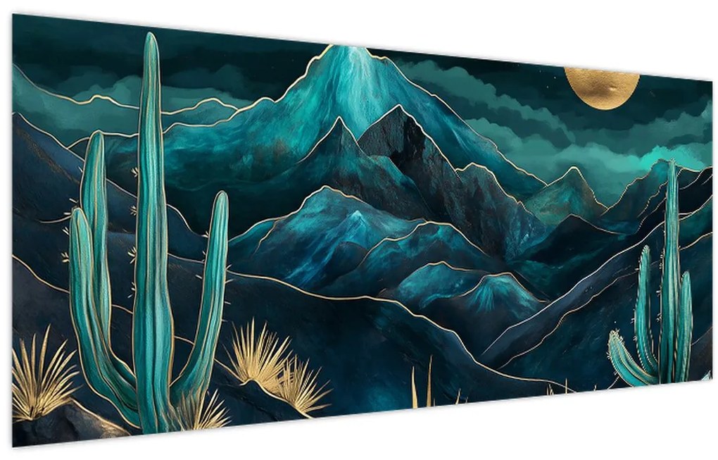 Kép - Türkiz éjszaka (120x50 cm)