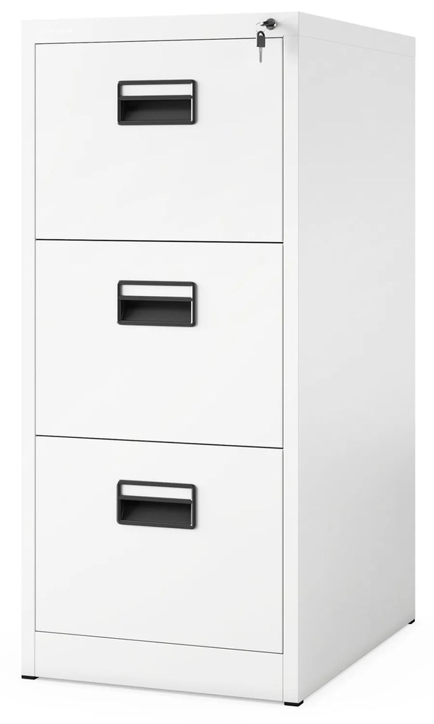 Fém irattartó szekrény, 3 fiókos SARA V3, 460 x 1020 x 620 mm, fehér