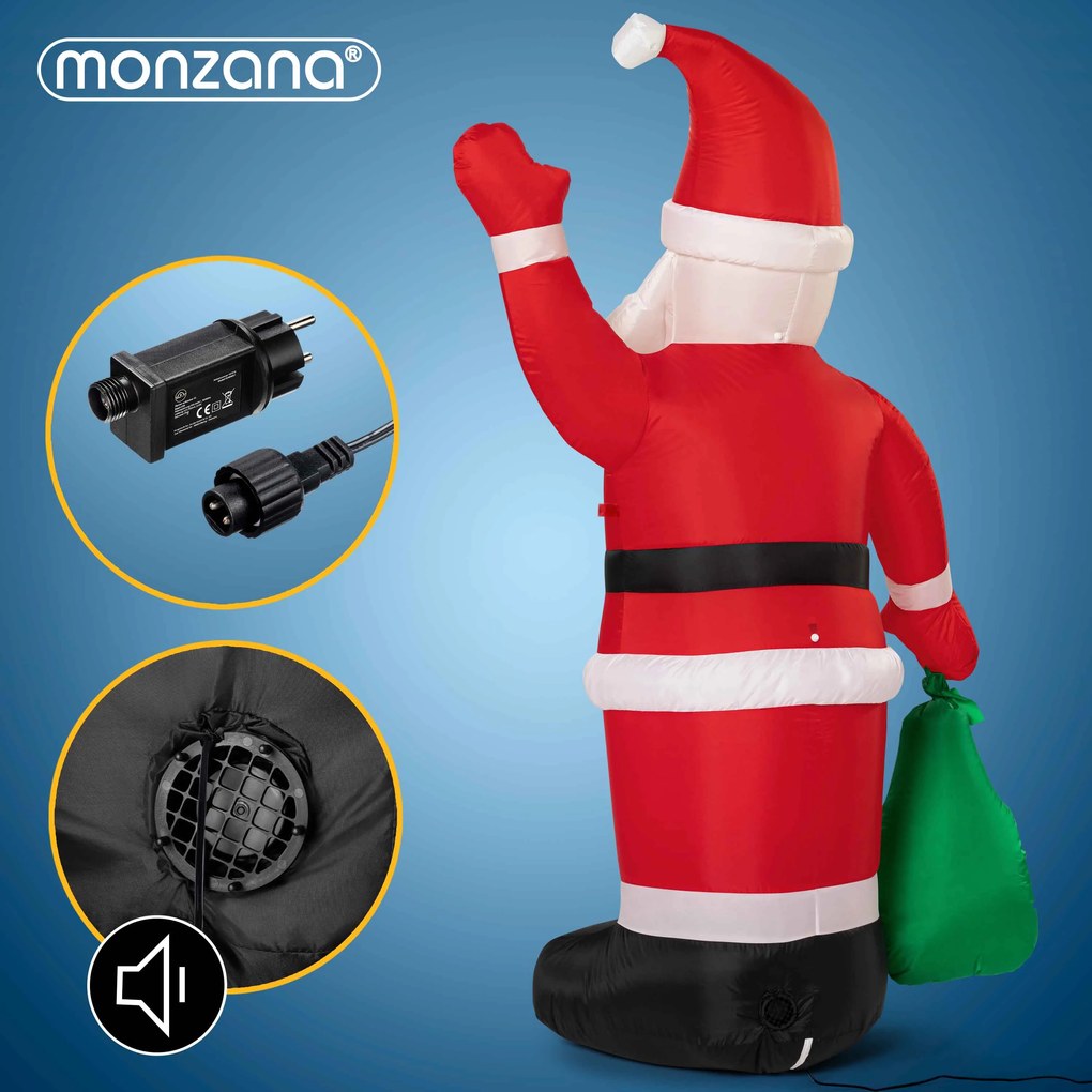 Világító Mikulás felfújható, 180 cm, piros Monzana