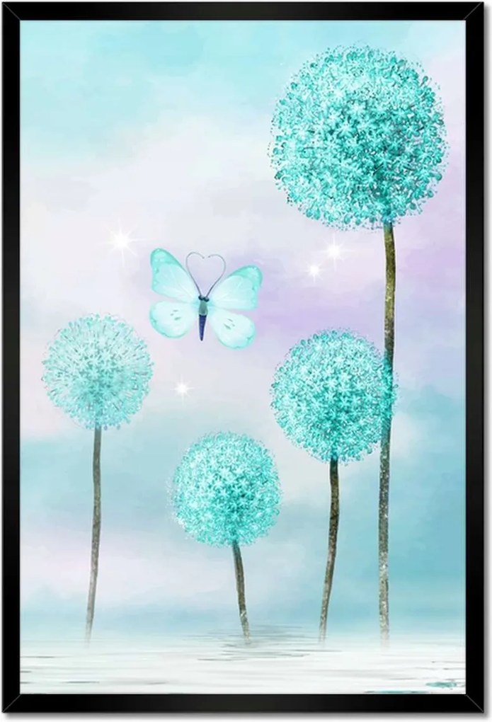 Poszter keretben 40x60 Pillangók Türkiz világ