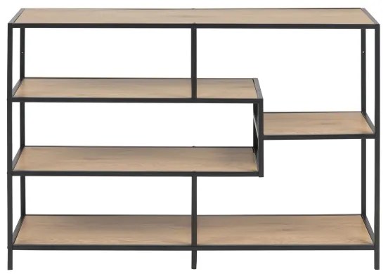 SARON könyvespolc, tölgy/fekete színben