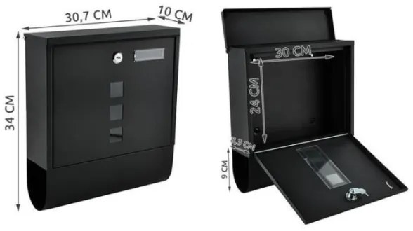 Postaláda 34x30,7 cm fekete