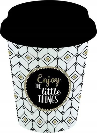 Utazó Porcelán Bögre Kicsi Élvezd az apró dolgokat Fedéllel