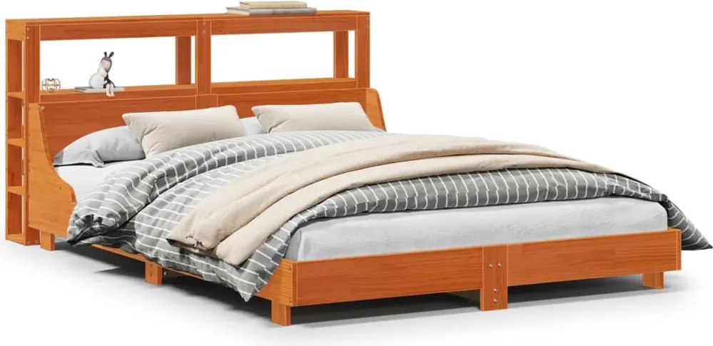 vidaXL viaszbarna tömör fenyőfa ágy matrac nélkül 120 x 200 cm