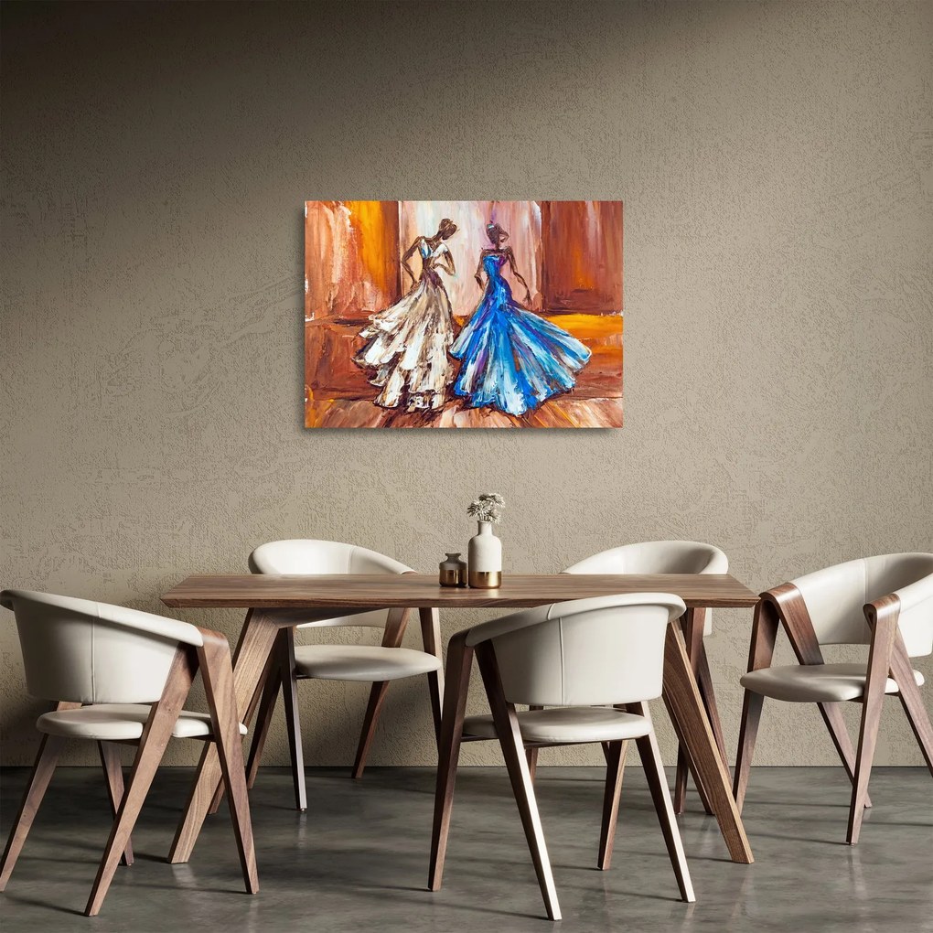 Kép - táncos, olajfestmény (üvegen) (70x50 cm)