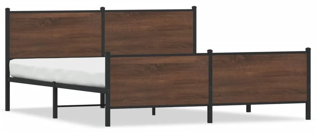 barna tölgy színű fém ágykeret matrac nélkül 183 x 213 cm