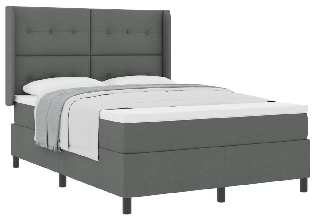 Boxspring Ágy Matrac nélkül Sötétszürke 160x200 cm Szövet